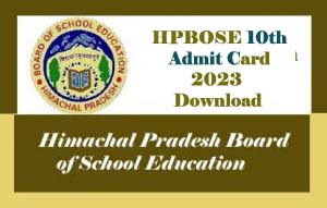 HPBOSE 10th Admit card 2023, HP Board Roll Number Slip 2023